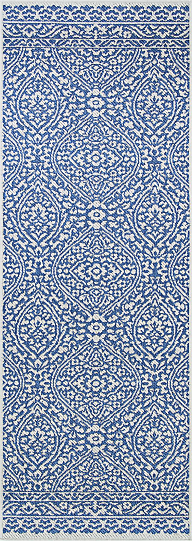 Evanne Blue 2'3 x 7'10 Indoor/Outdoor Runner Rug - Thumbnail - Image 1