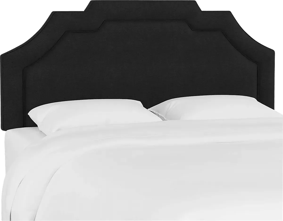 Evarelle I Black Linen,Polyester Fabric King Headboard Rooms to Go