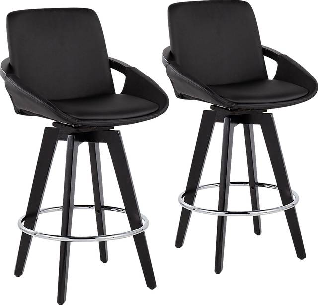 Everan II Black Counter Height Stool, Set of 2 - Thumbnail - Image 1