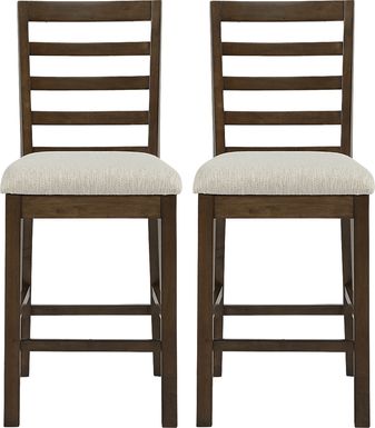 Everdeen Cottage Brown Cherry Counter Height Stool, Set of 2