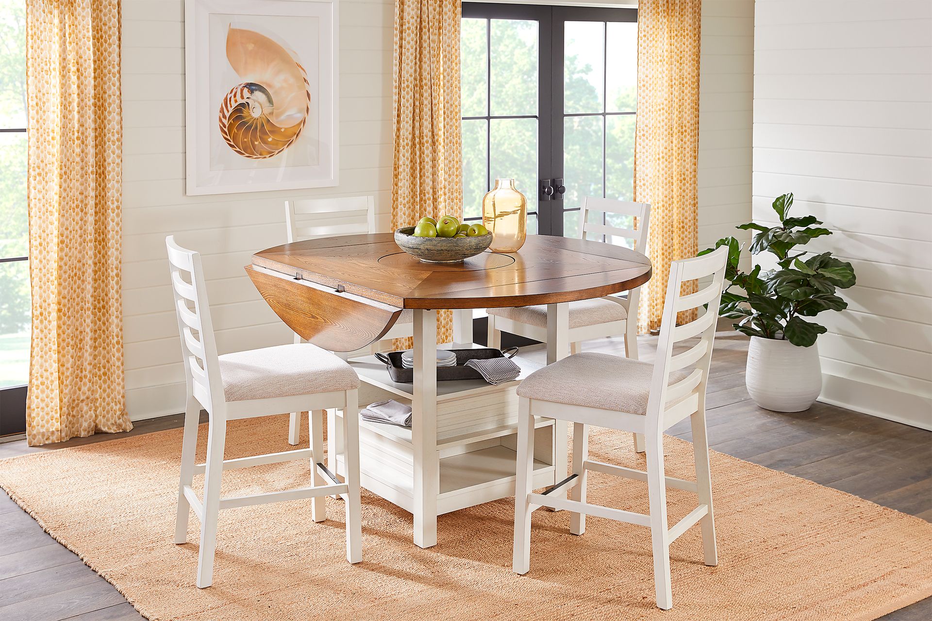 Everdeen Cottage White 5 Pc Counter Height Dining Room - Image 1