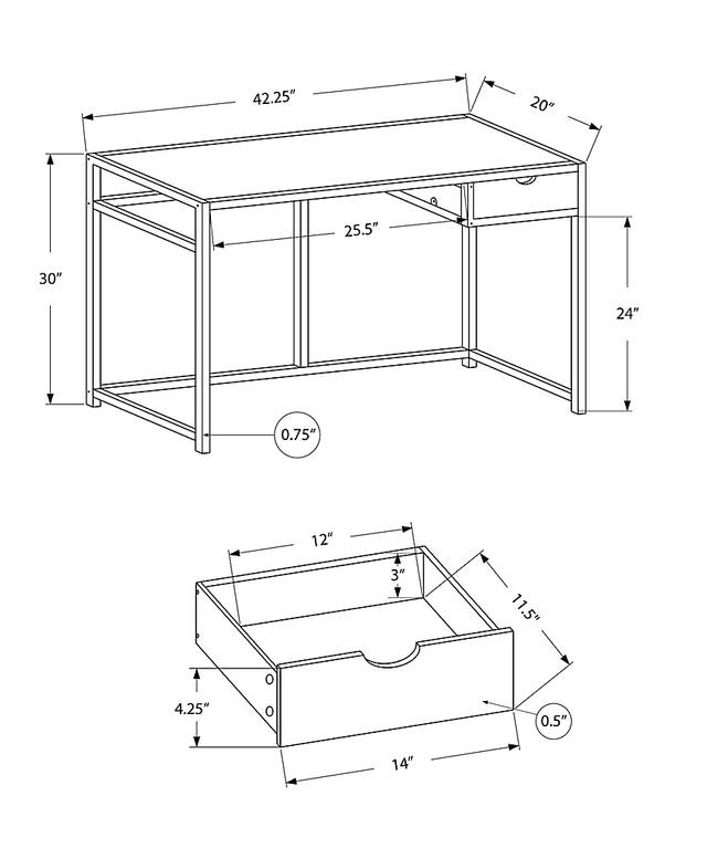 Everina Gray Desk - Thumbnail - Image 3