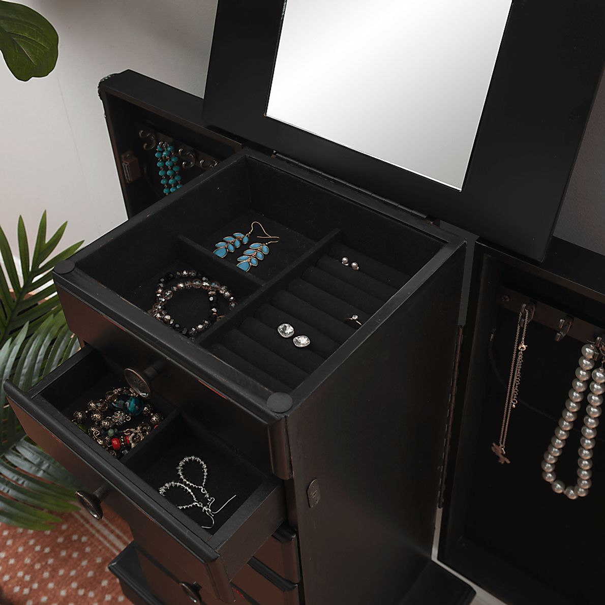 Everinaa Black Jewelry Armoire