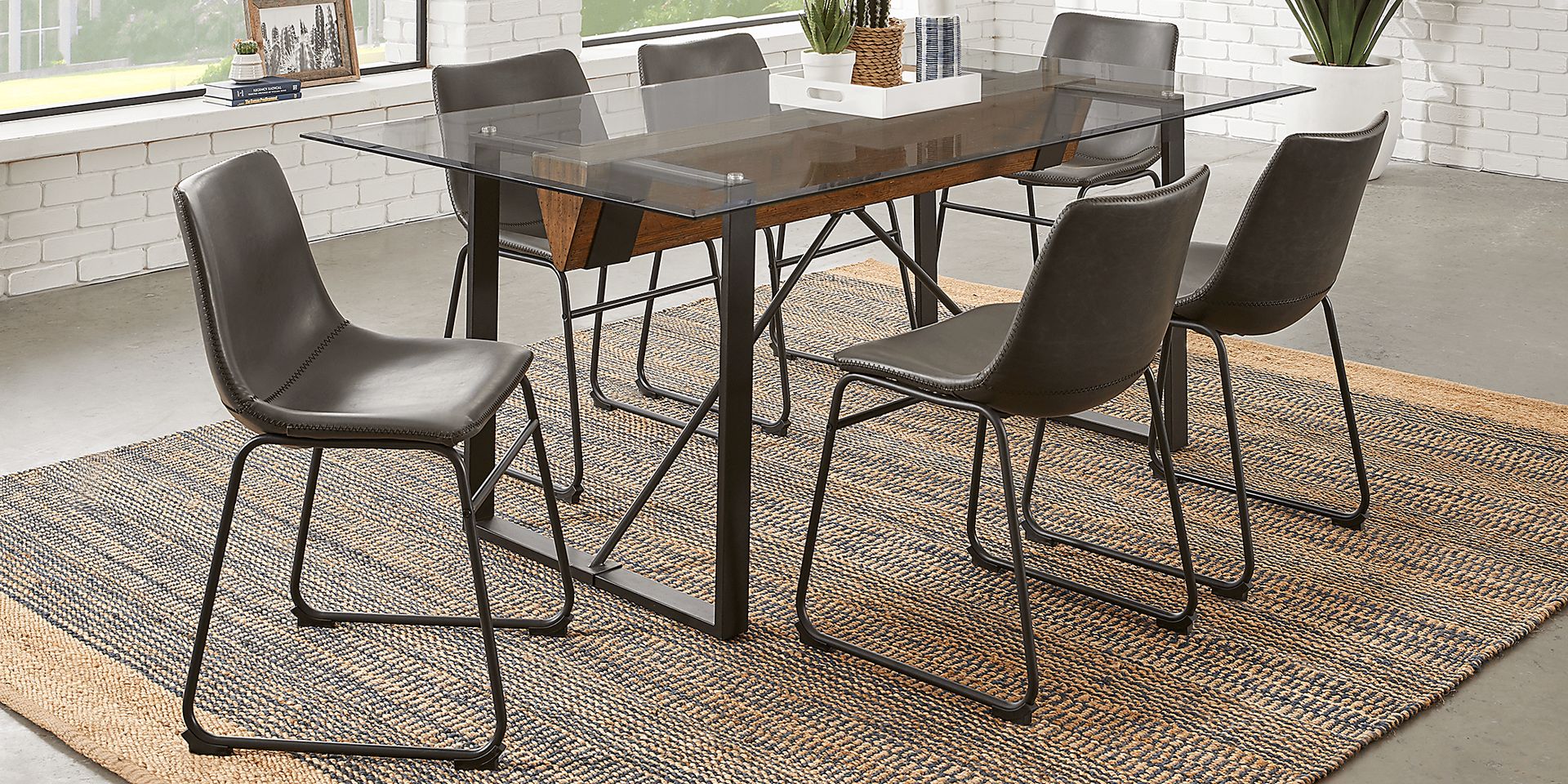 Everton Dark Brown 5 Pc Dining Set with Gray Chairs - Image 1