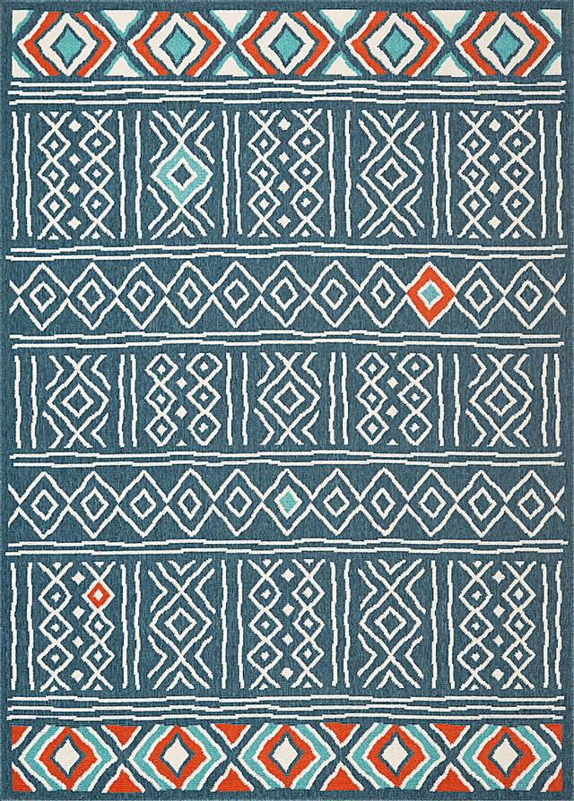 Evette Rios Jaspen Blue 8' x 9'9 Indoor/Outdoor Rug - Thumbnail - Image 1