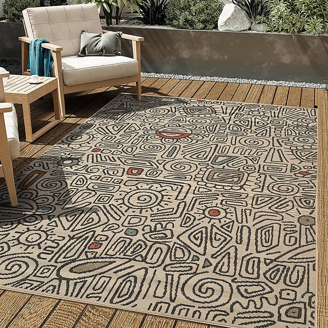 Evette Rios Cullin Ivory 5' x 7' Indoor/Outdoor Rug - Thumbnail - Image 2
