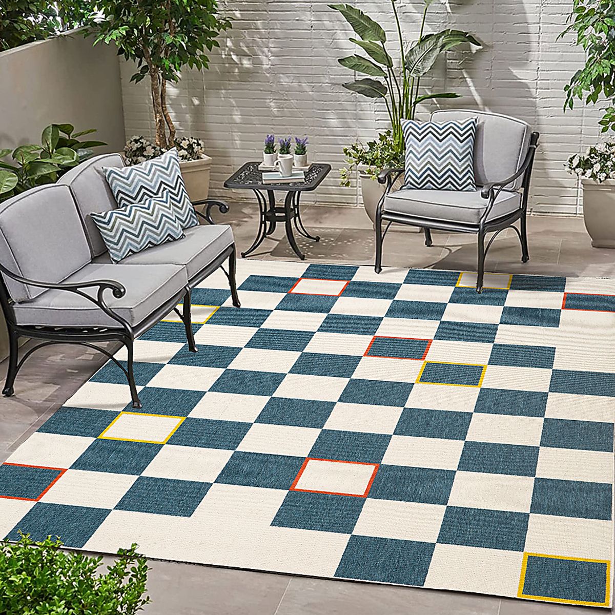Peachco Blue,White Outdoor Rugs | Rooms to Go