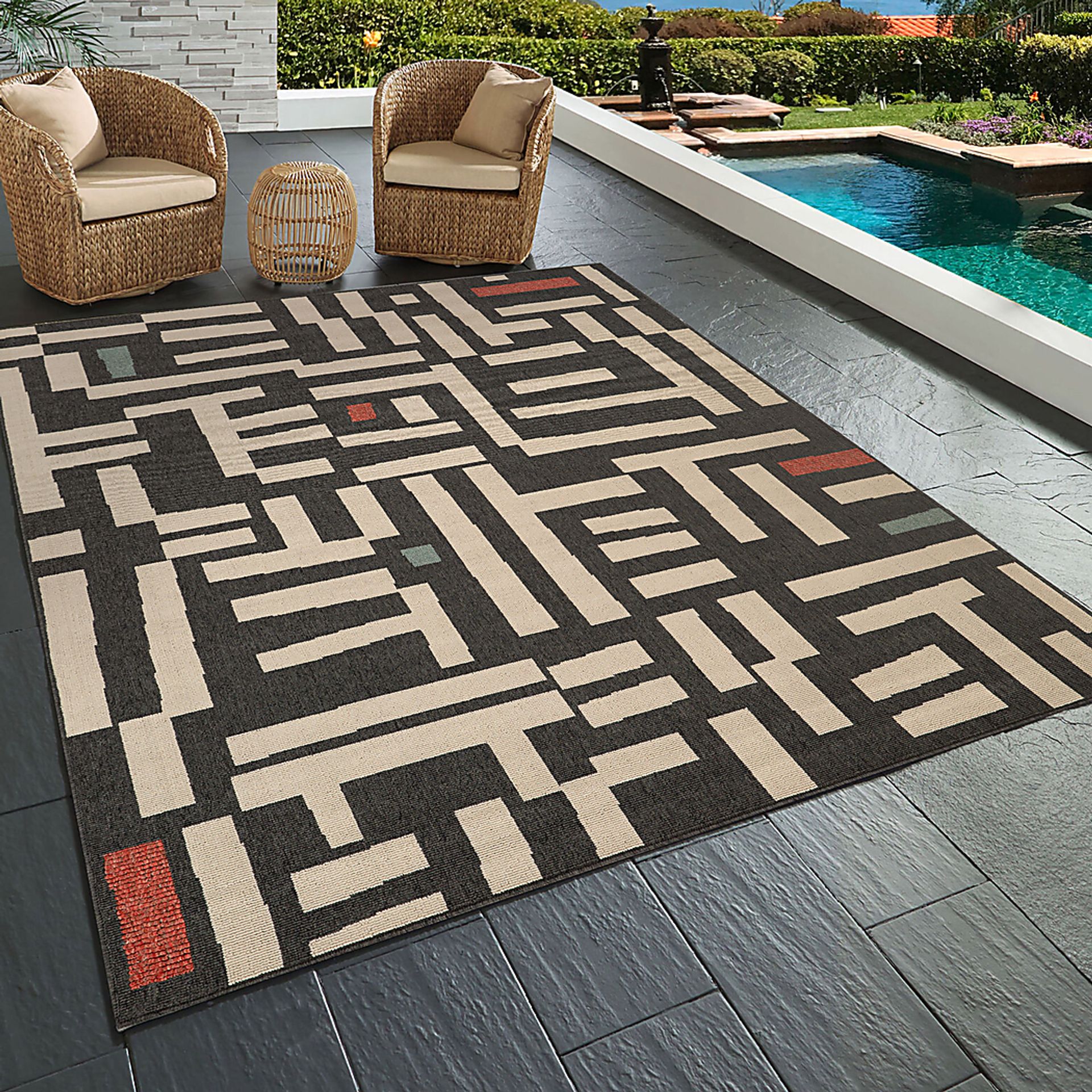 Evette Rios Swanton Black 5' x 7' Indoor/Outdoor Rug - Image 2