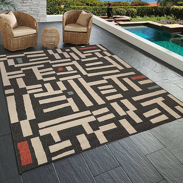 Evette Rios Swanton Black 8' x 9'9 Indoor/Outdoor Rug - Thumbnail - Image 2