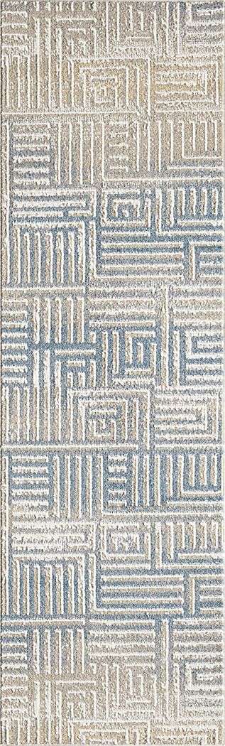 Evette Rios Udae Blue 2'2 x 7' Runner Rug