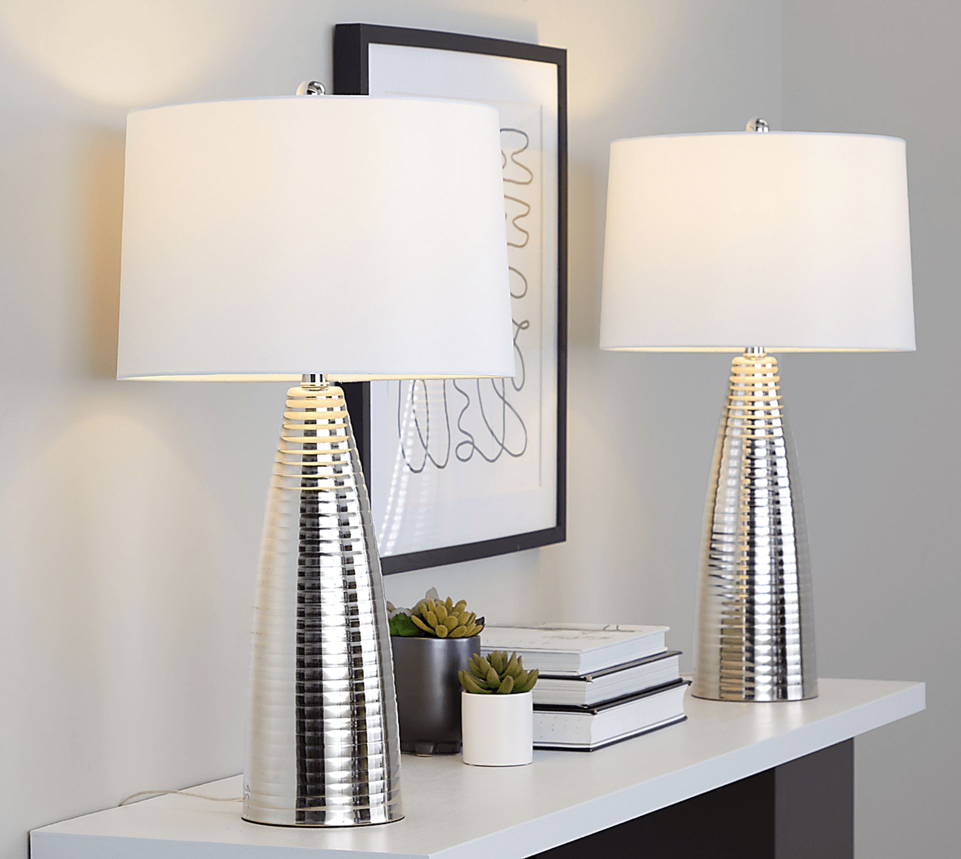 Ewald Shade Silver Lamp, Set of 2 - Image 2