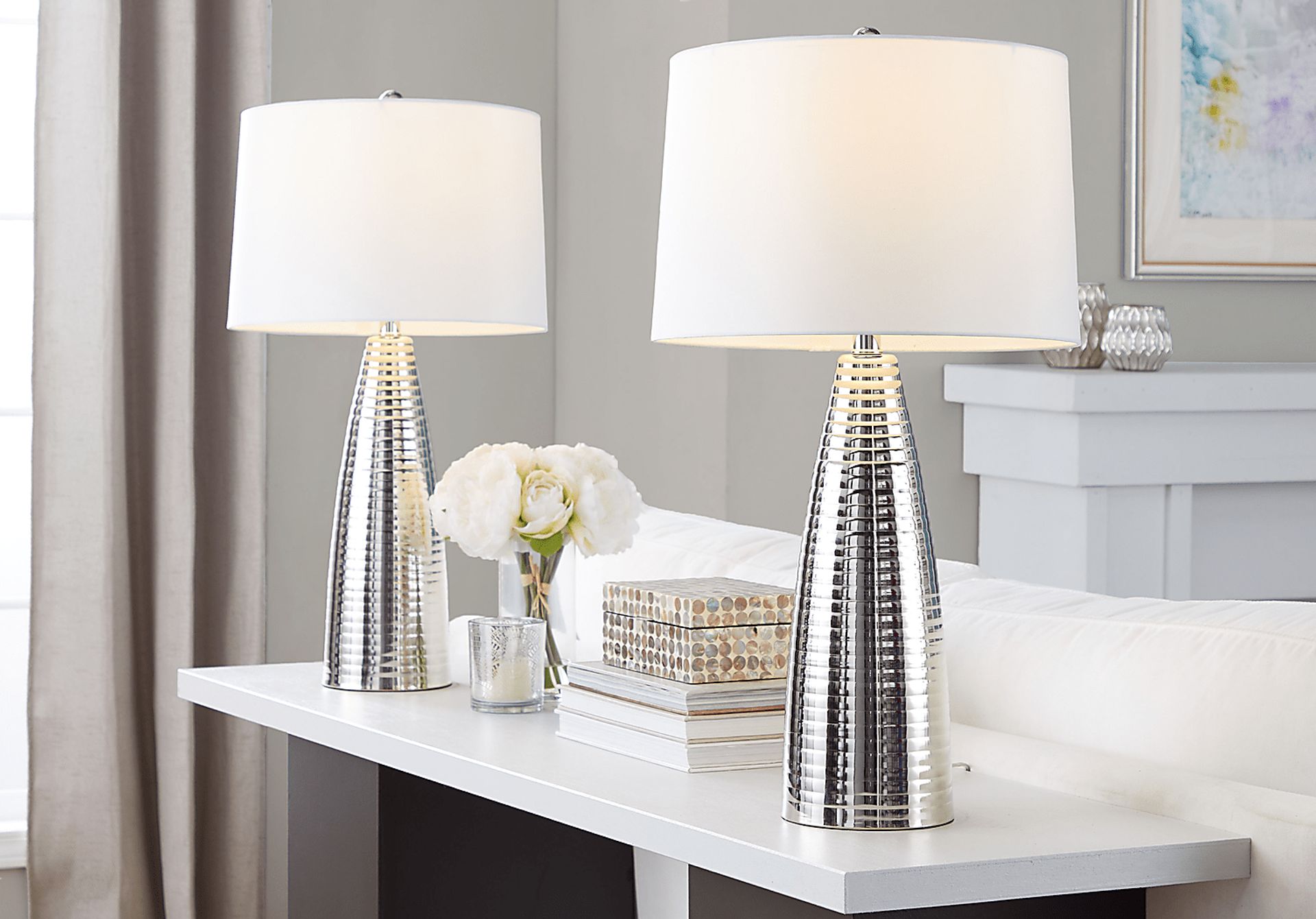 Ewald Shade Silver Lamp, Set of 2 - Image 3