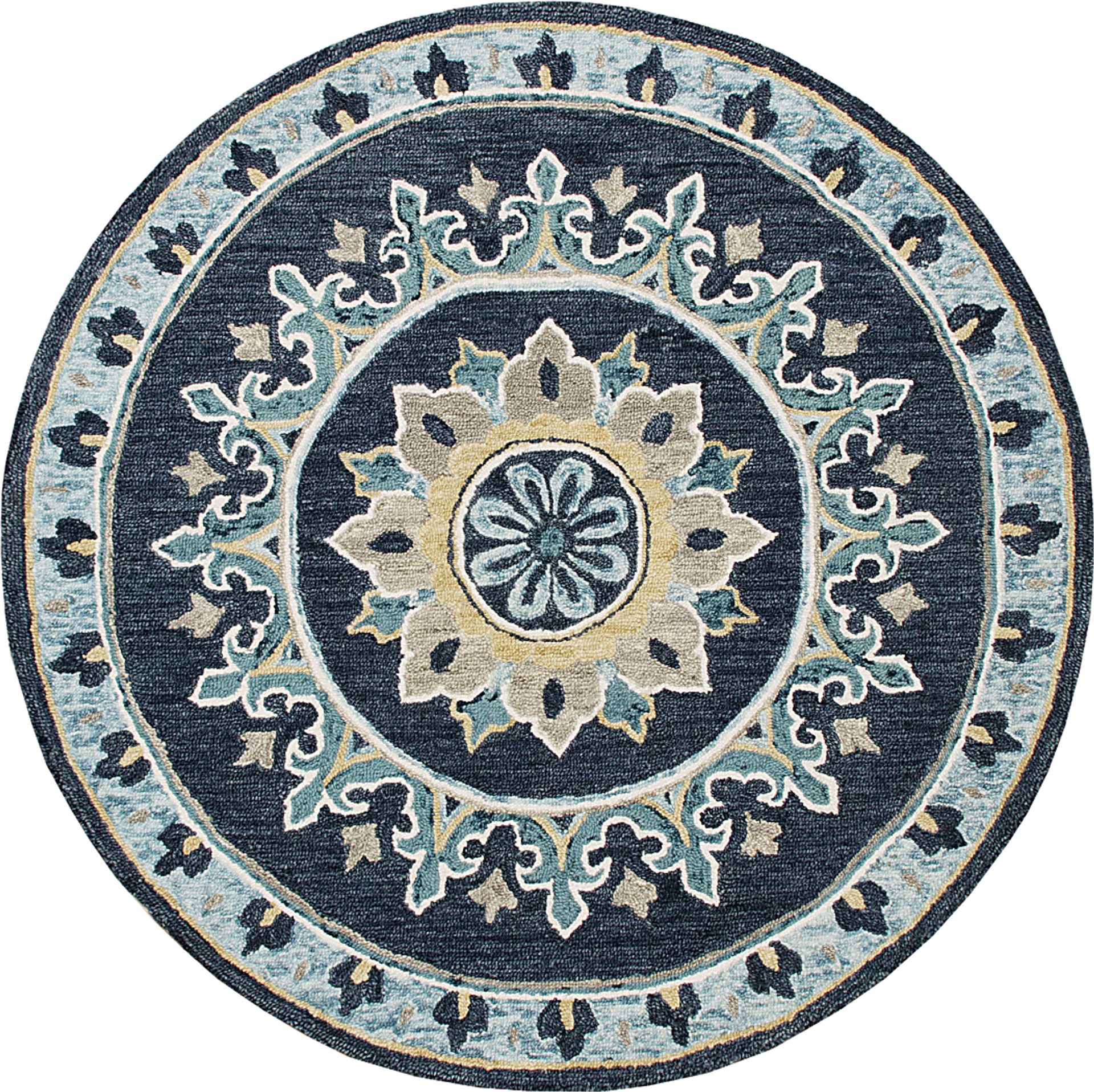 Exmeda Blue/Multi 5' Round Rug - Image 1