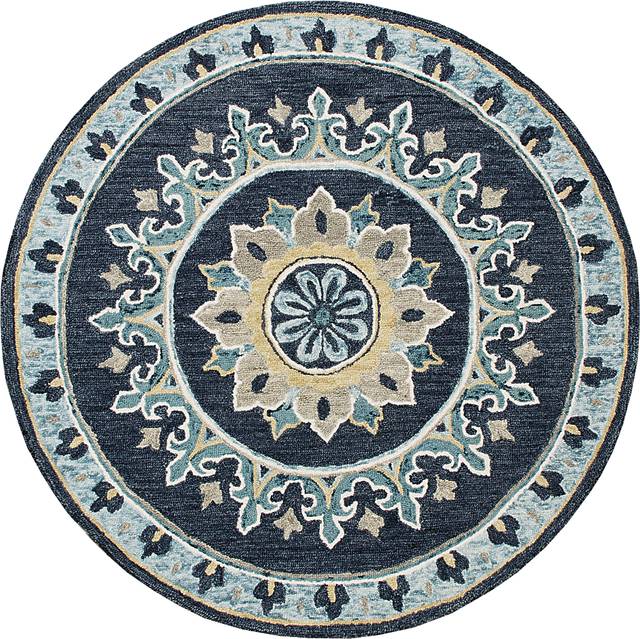 Exmeda Blue/Multi 7' Round Rug - Thumbnail - Image 1