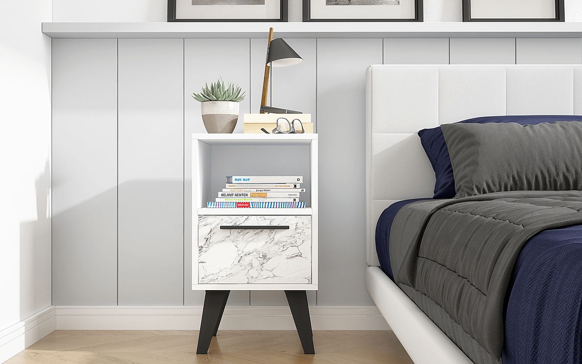 Exmore White Marble Nightstand