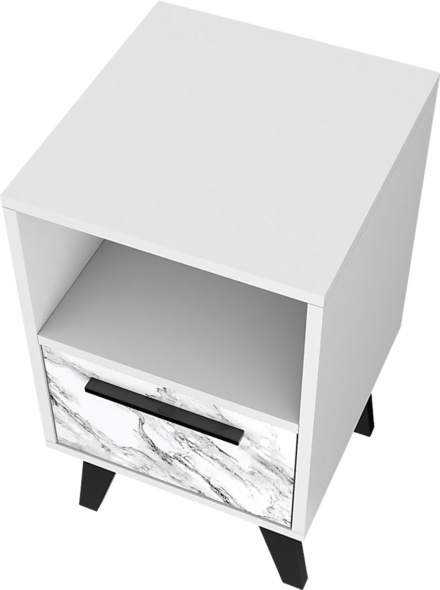 Exmore White Marble Nightstand