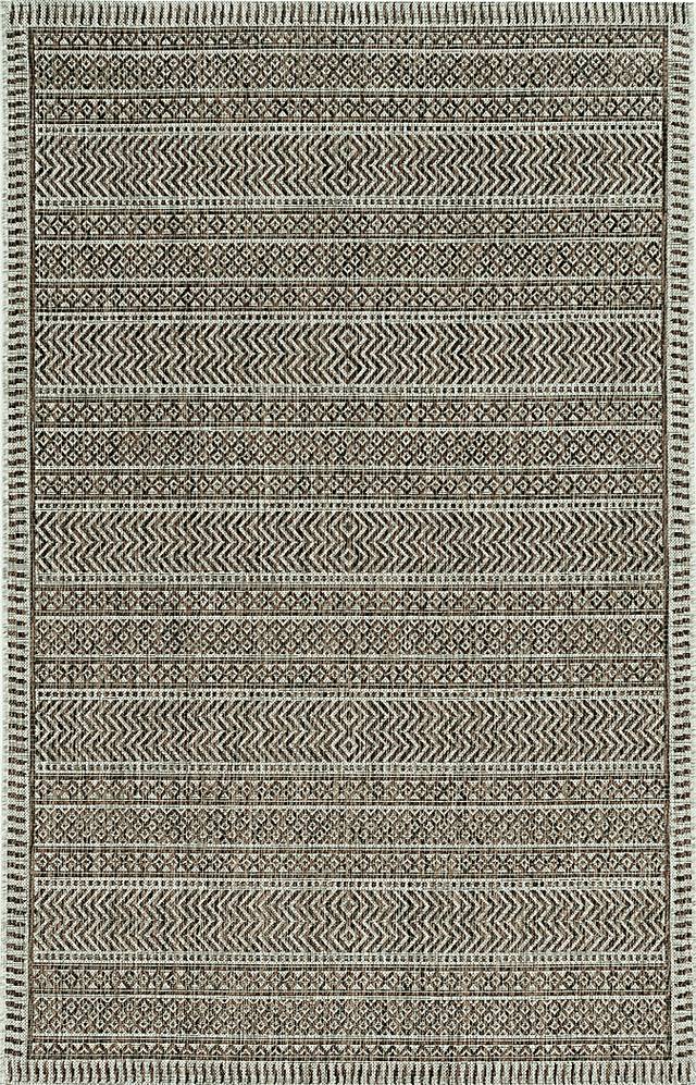 Exsomin Brown 5'3 x 7'7 Indoor/Outdoor Rug - Thumbnail - Image 1