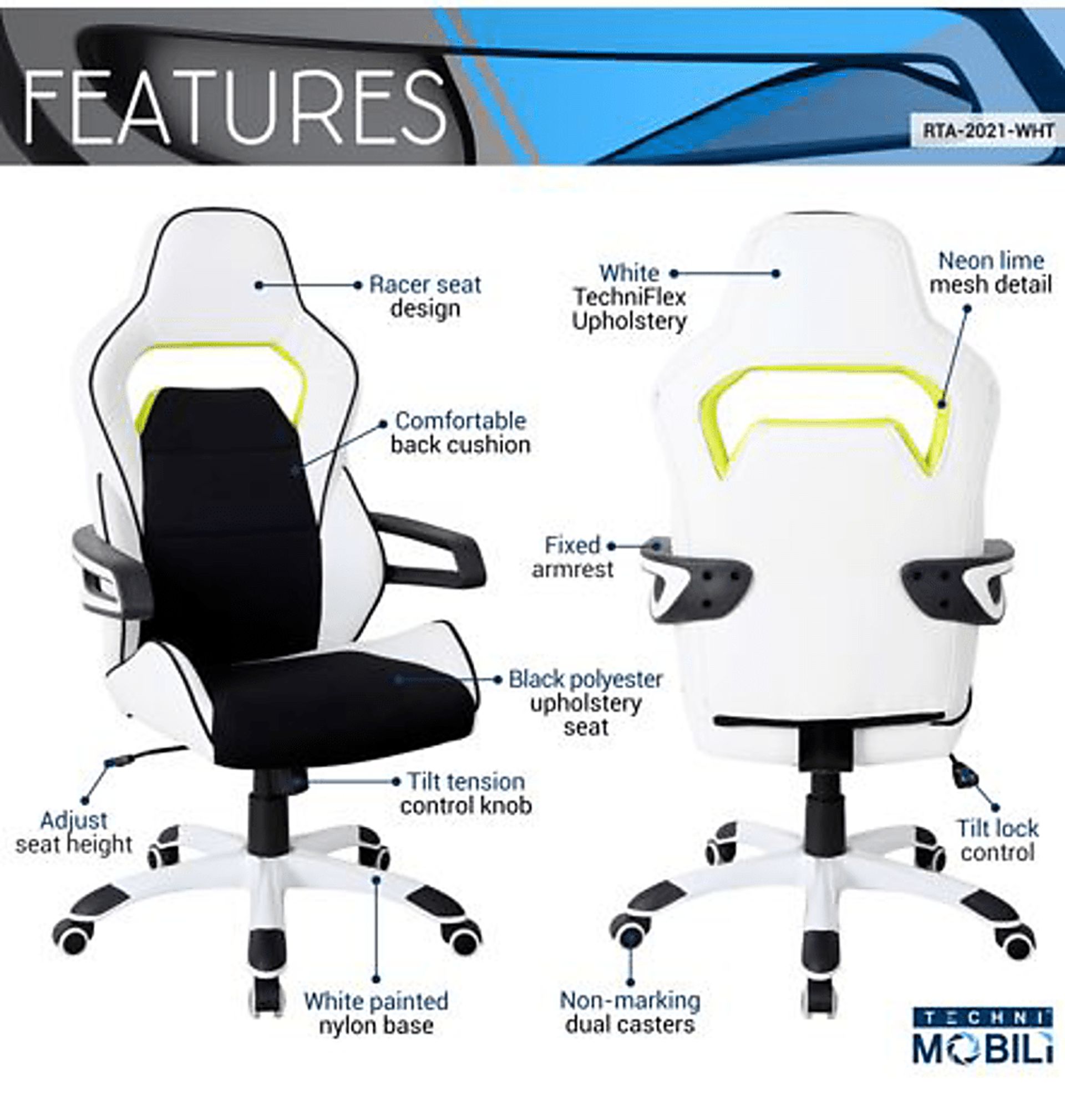 Ezano White Office Chair - Image 4