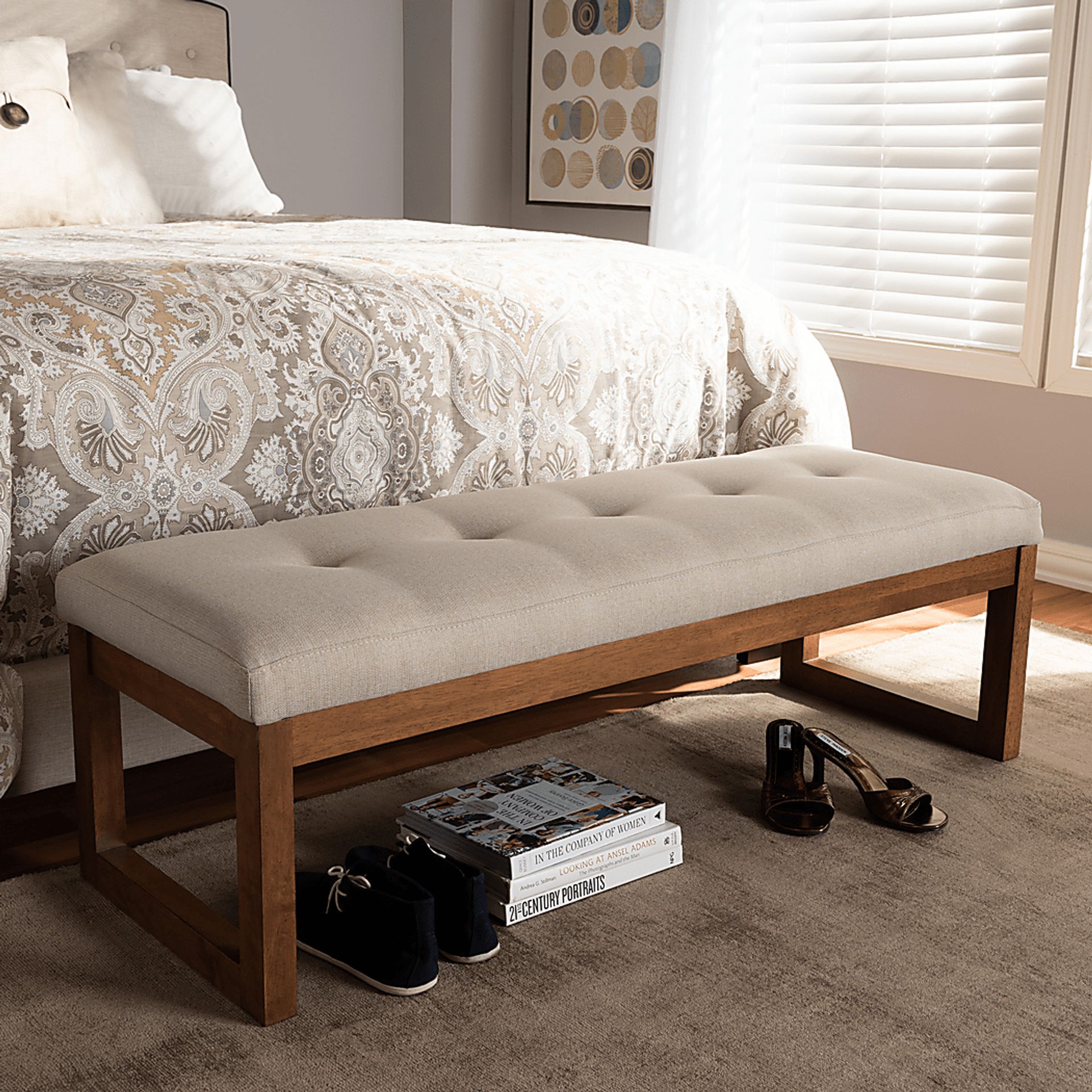 Ezelle Beige Bench - Image 2