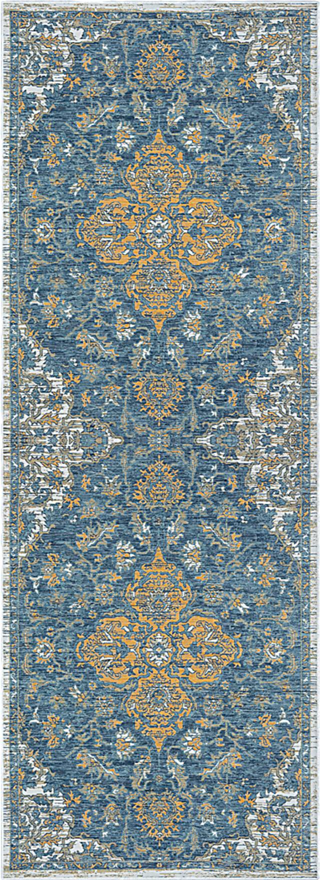 Fadika Blue 2' x 8' Indoor/Outdoor Runner Rug - Thumbnail - Image 1