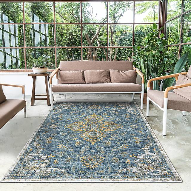 Fadika Blue 5'3 x 7' Indoor/Outdoor Rug - Thumbnail - Image 2