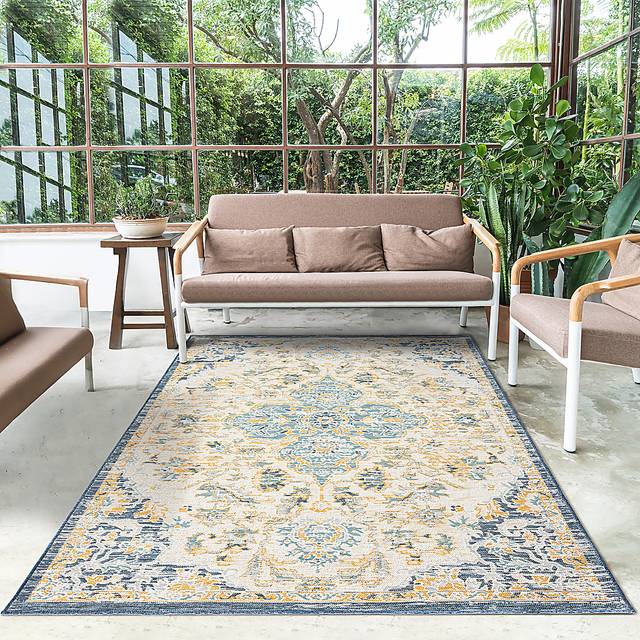 Fadika Blue 5'3 x 7' Indoor/Outdoor Rug - Thumbnail - Image 4