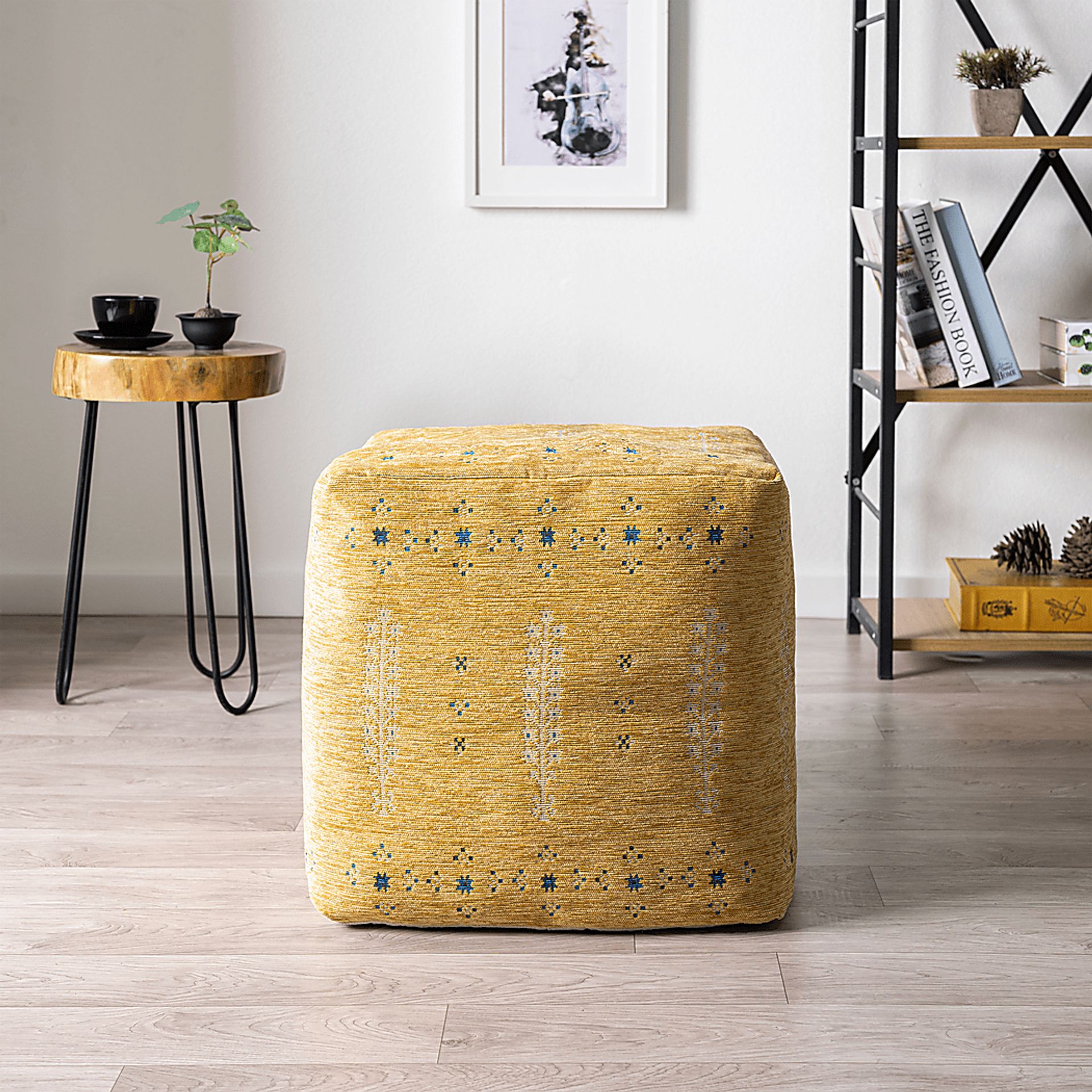 Faesia Yellow/Blue Pouf - Image 3