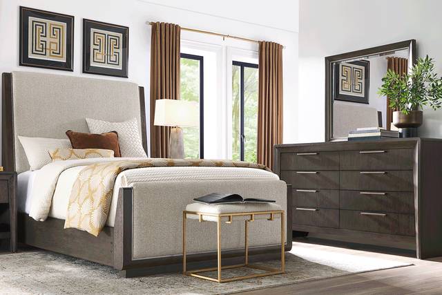 Fairfax Gray 3 Pc Queen Upholstered Bed - Thumbnail - Image 2