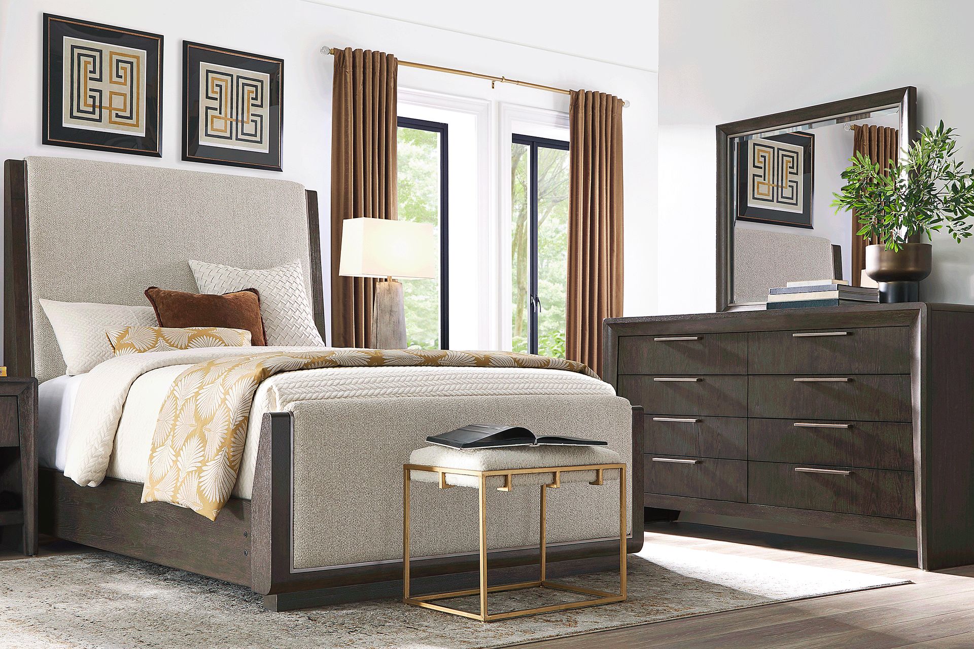Fairfax Gray 3 Pc Queen Upholstered Bed - Image 2