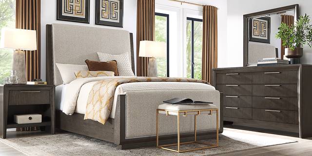 Fairfax Gray 3 Pc Queen Upholstered Bed - Thumbnail - Image 2