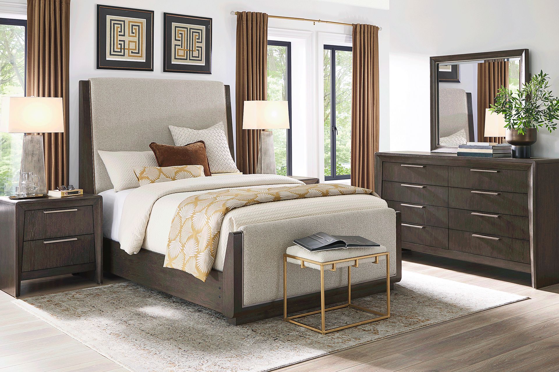 Fairfax Gray 7 Pc Queen Upholstered Bedroom - Image 1