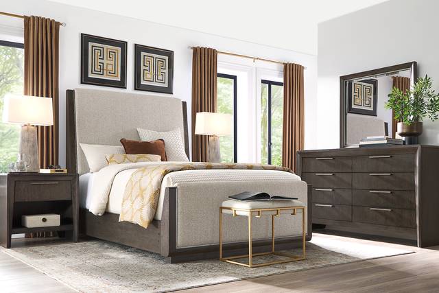 Fairfax Gray 8 Pc Queen Upholstered Bedroom - Thumbnail - Image 1