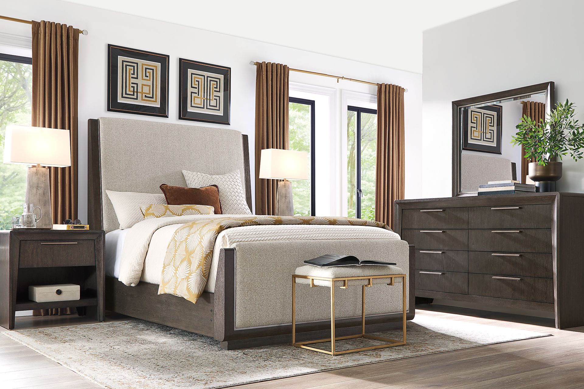 Fairfax Gray 8 Pc Queen Upholstered Bedroom - Image 1
