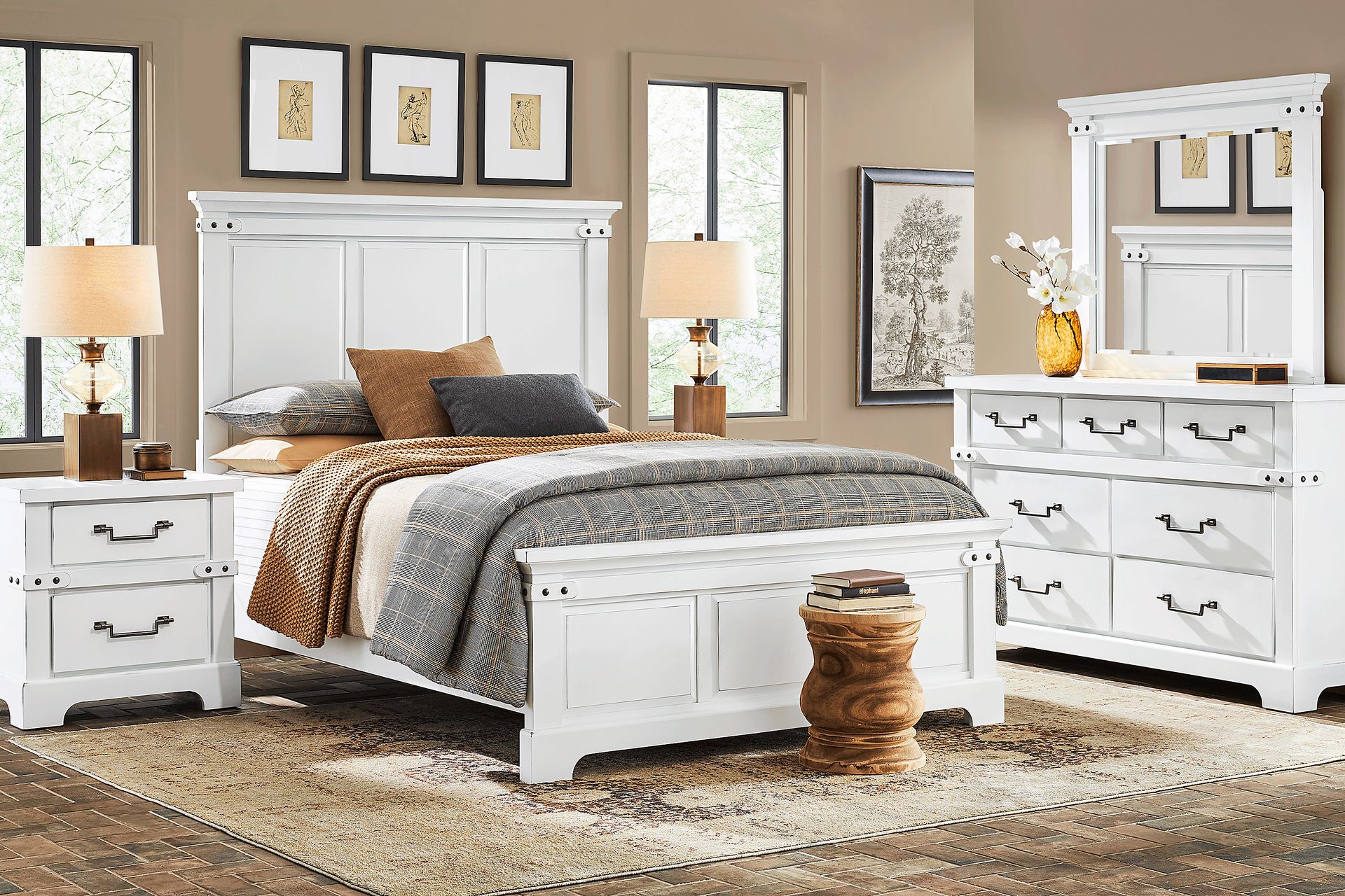 Fairhaven White 7 Pc King Panel Bedroom - Image 1