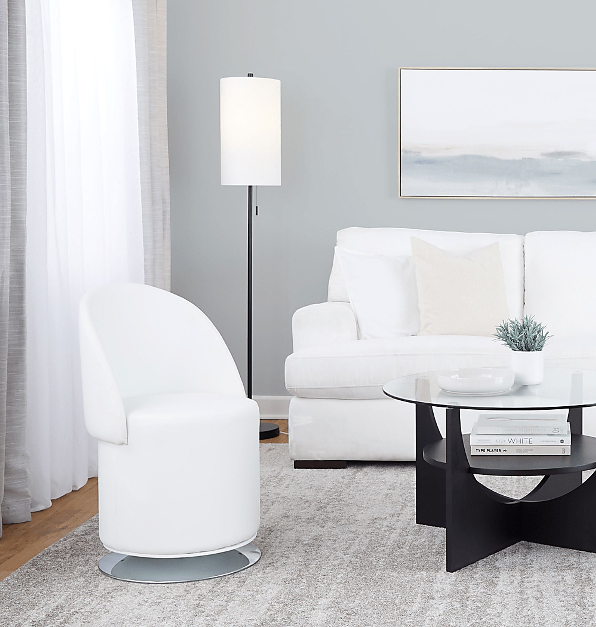Fairington White Swivel Accent Chair - Image 2