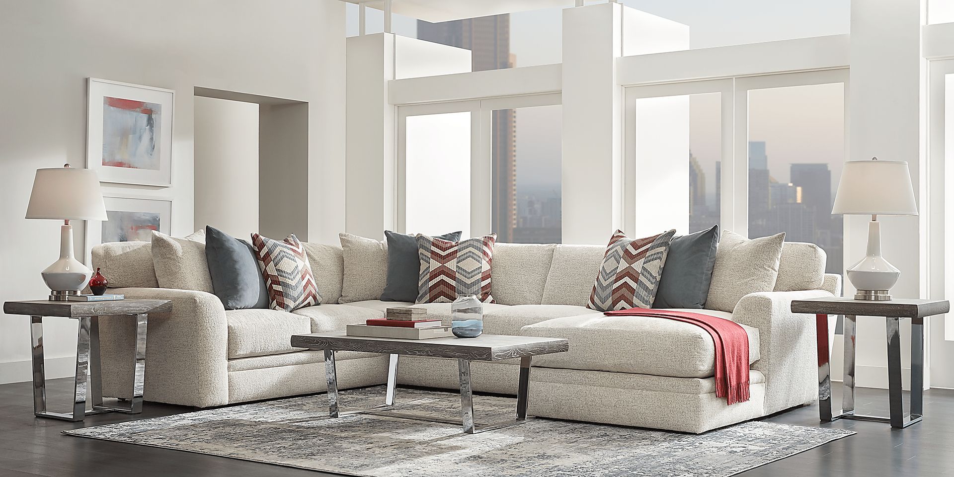 Fairleigh Linen 6 Pc Sectional Living Room - Image 1