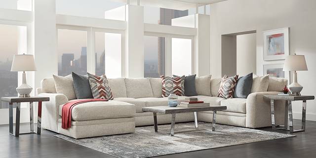 Fairleigh Linen 6 Pc XL Sectional Living Room - Thumbnail - Image 1