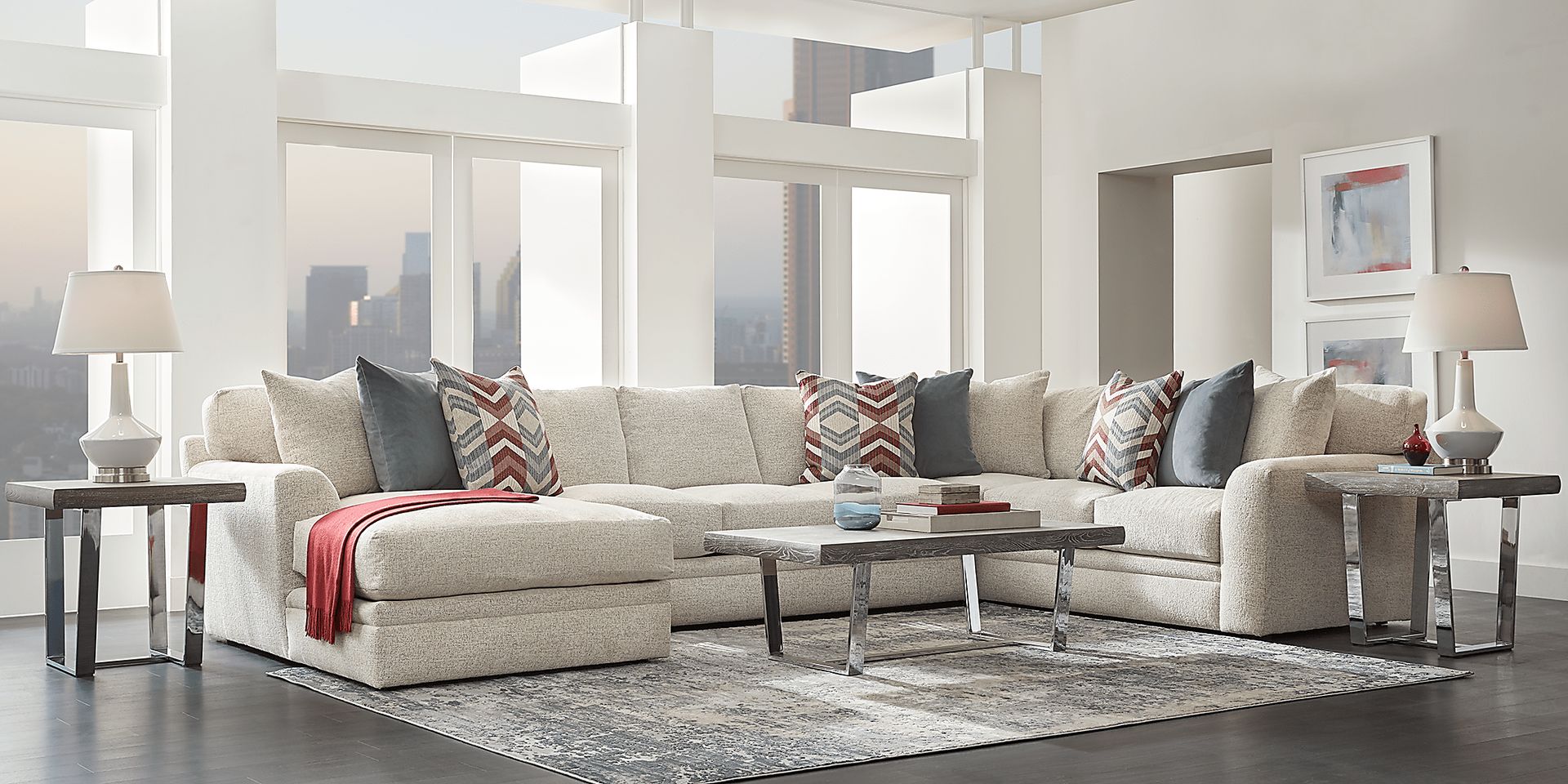 Fairleigh Linen 6 Pc XL Sectional Living Room - Image 1
