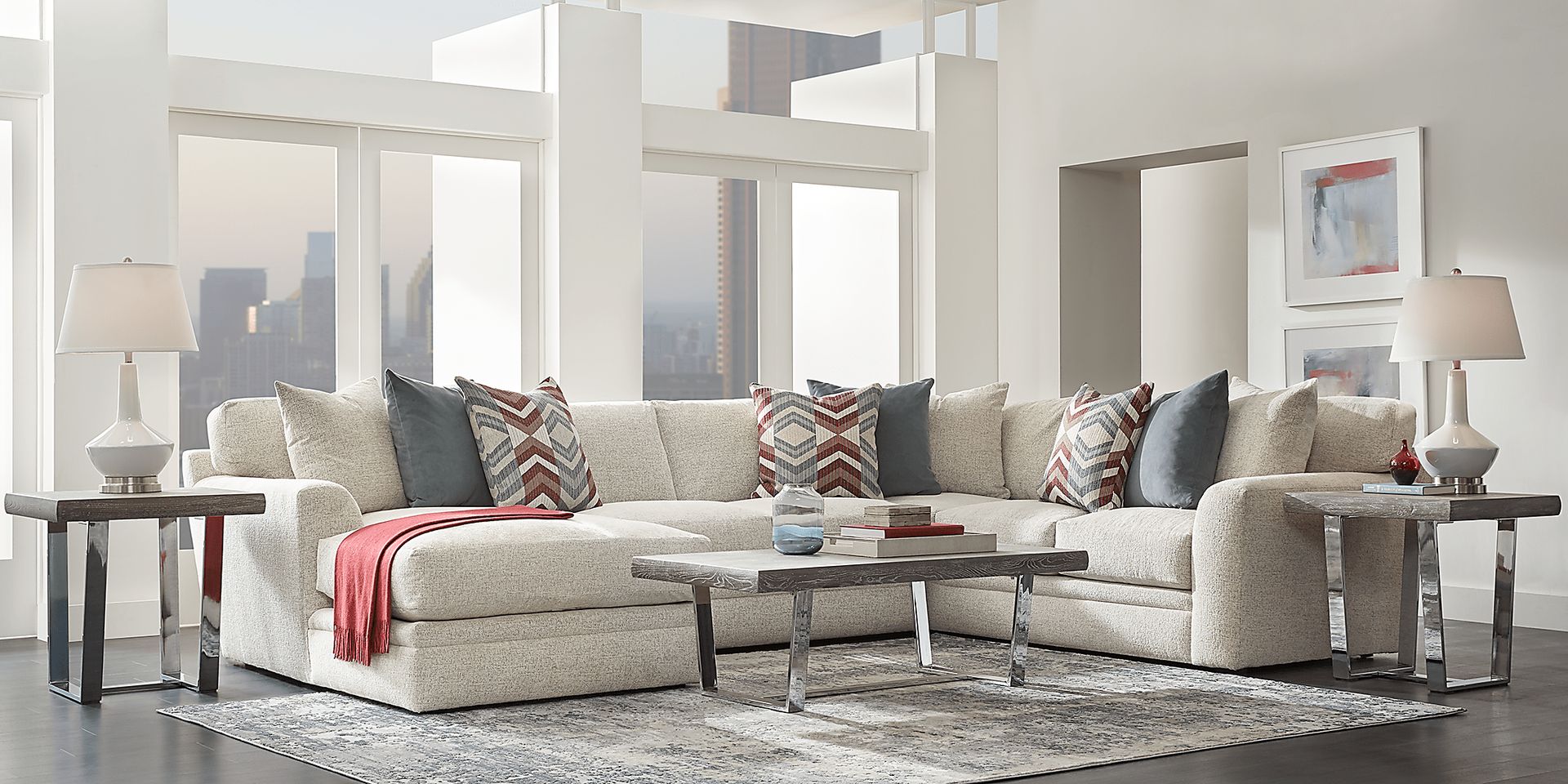 Fairleigh Linen 7 Pc Sectional Living Room - Image 1
