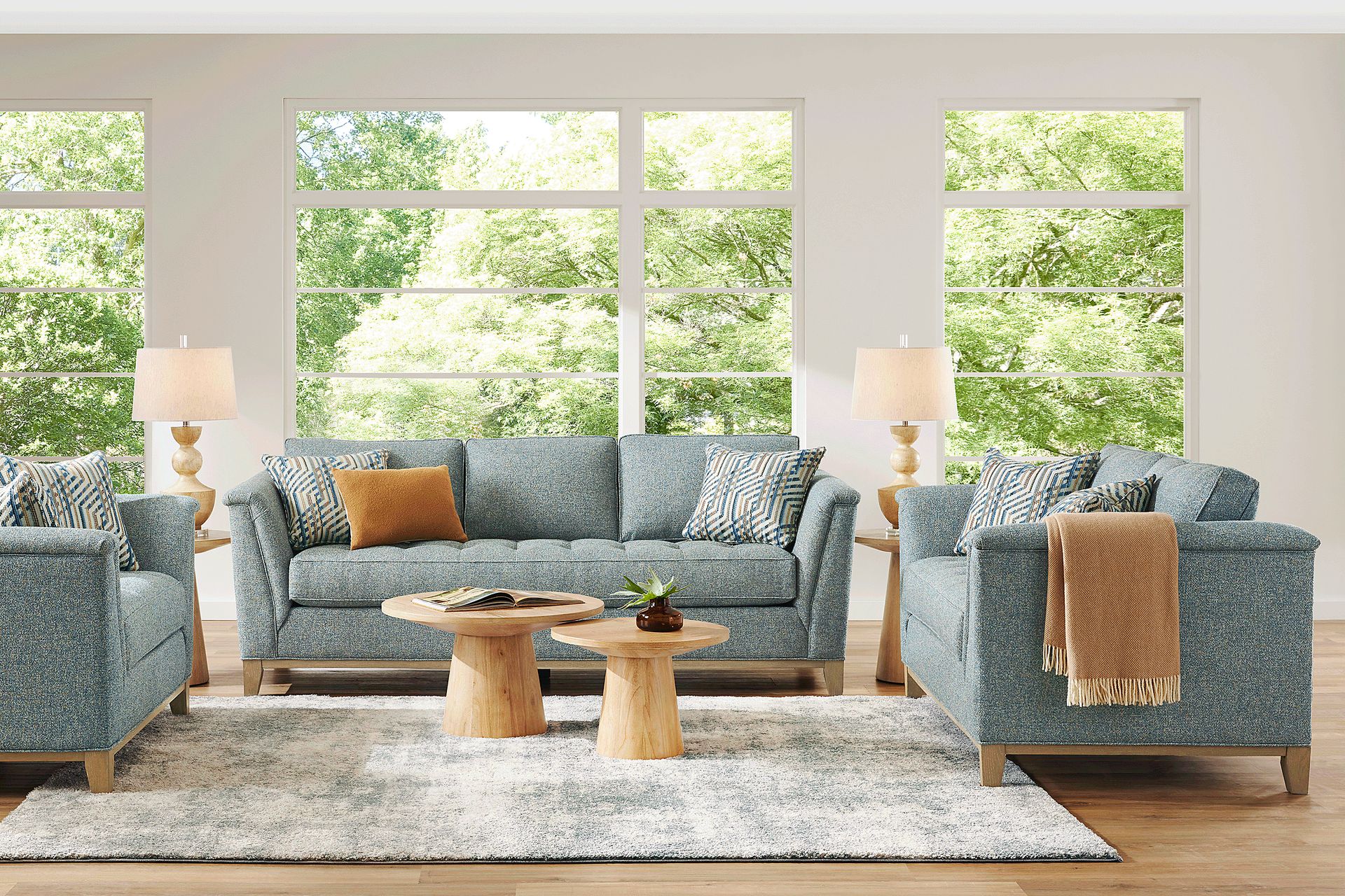 Fairmont Blue 9 Pc Living Room - Image 1