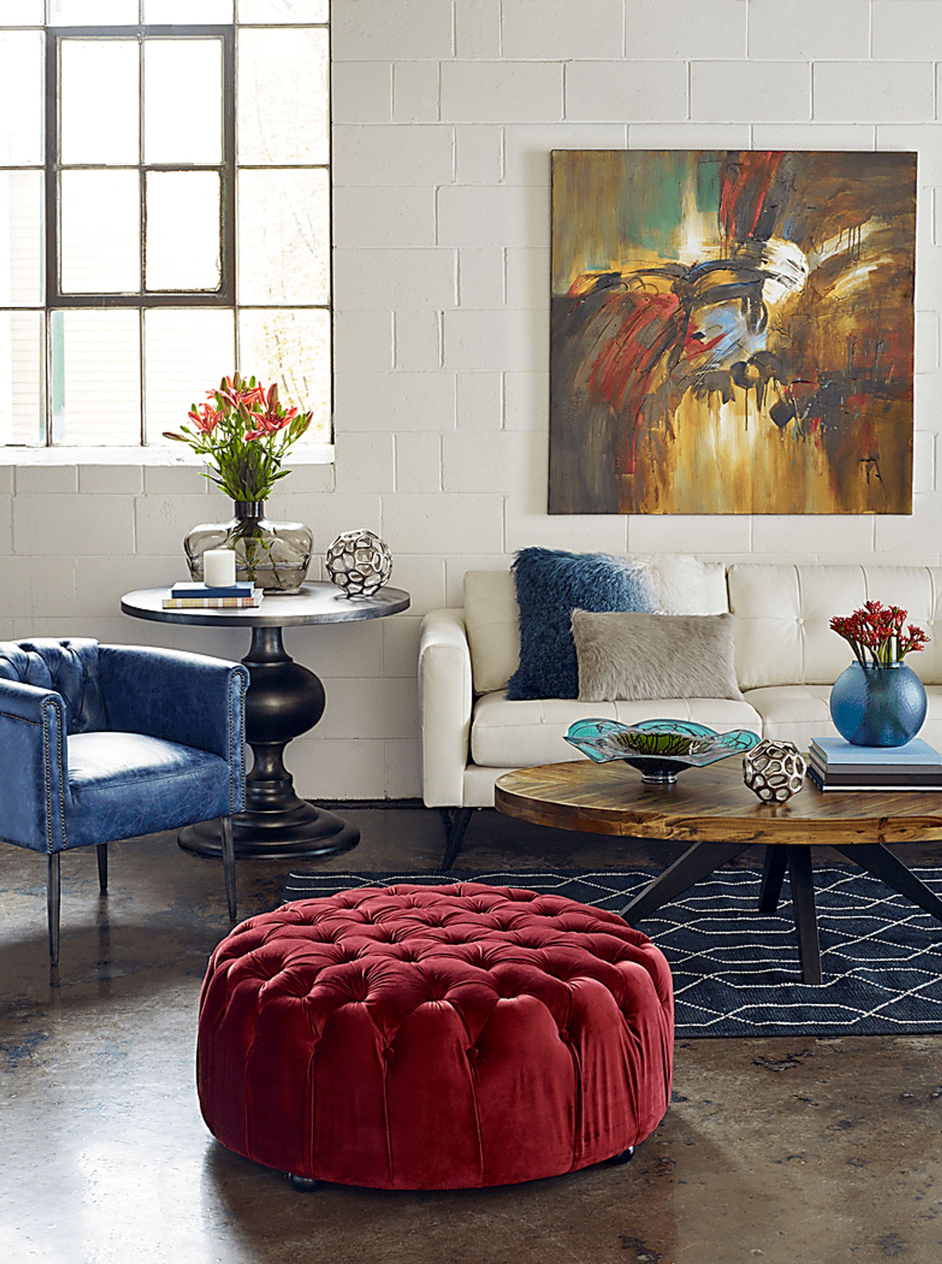 Falahill Red Ottoman - Image 2