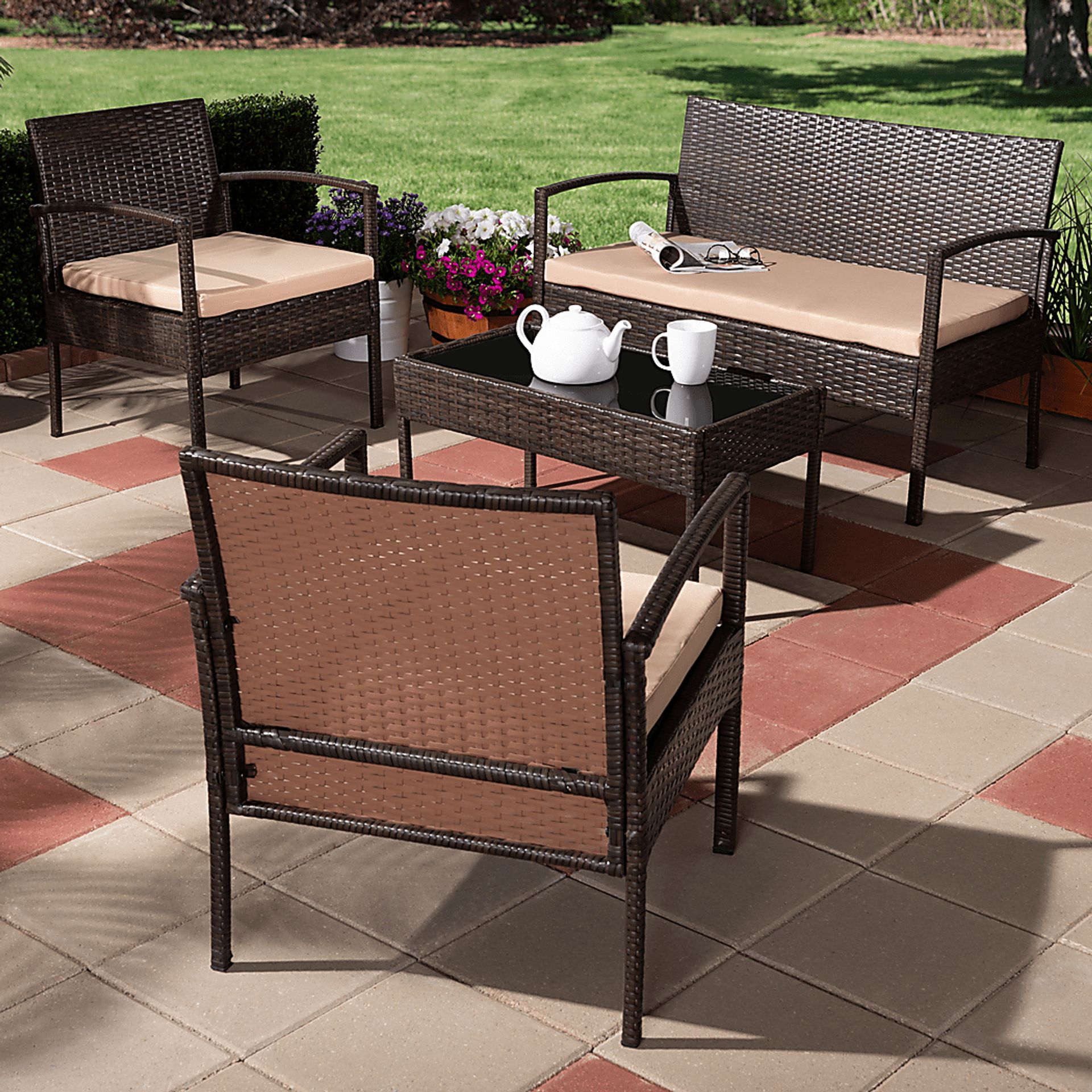 Falea Brown 4 Pc Outdoor Seating Set - Image 2