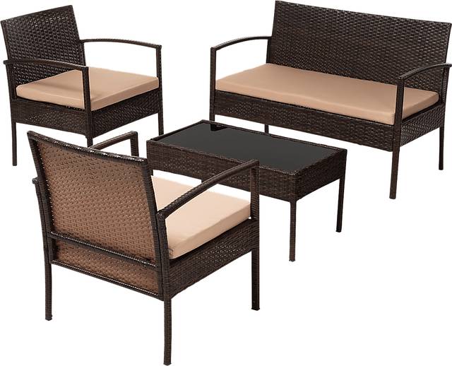 Falea Brown 4 Pc Outdoor Seating Set - Thumbnail - Image 1