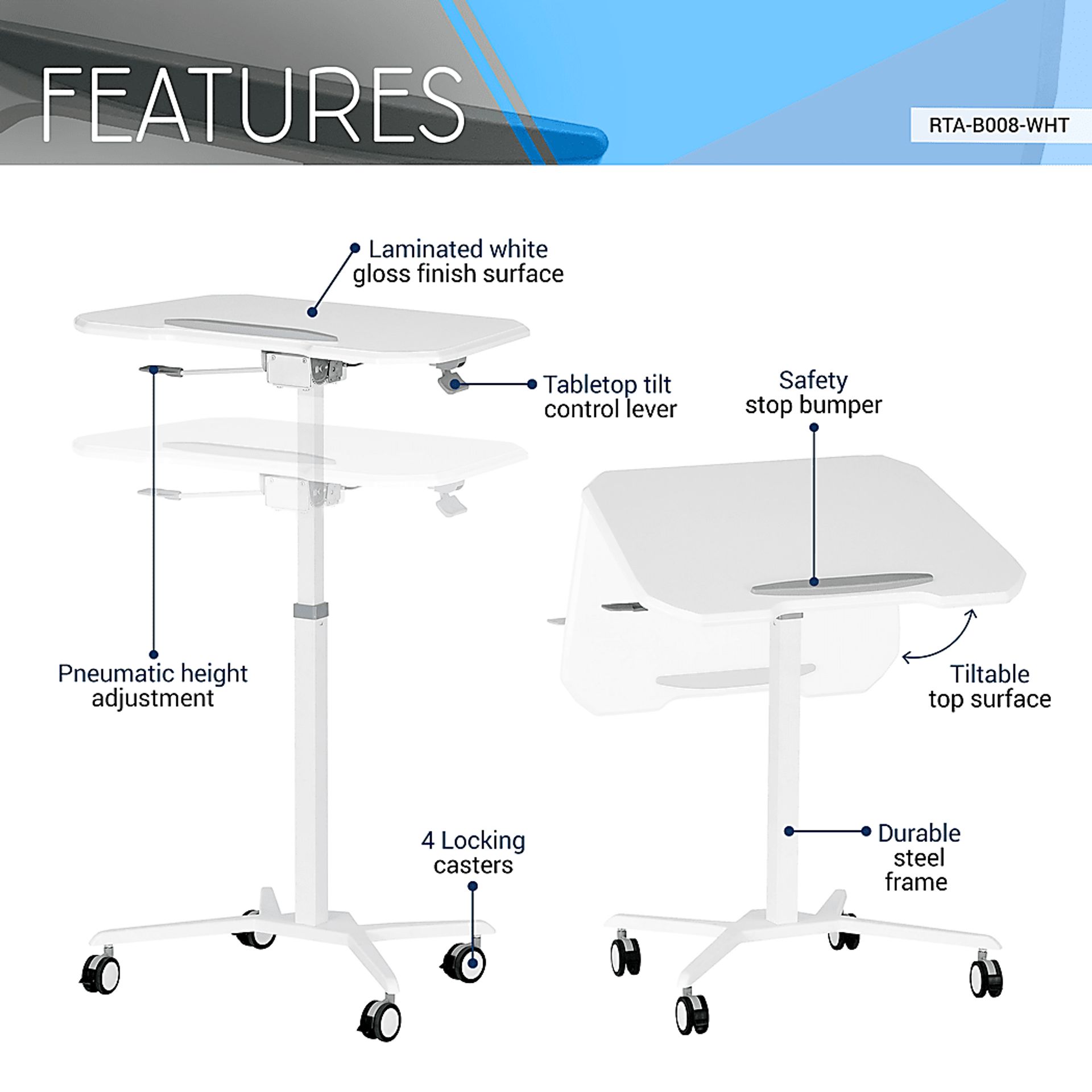 Falindi White Adjustable Desk - Image 3
