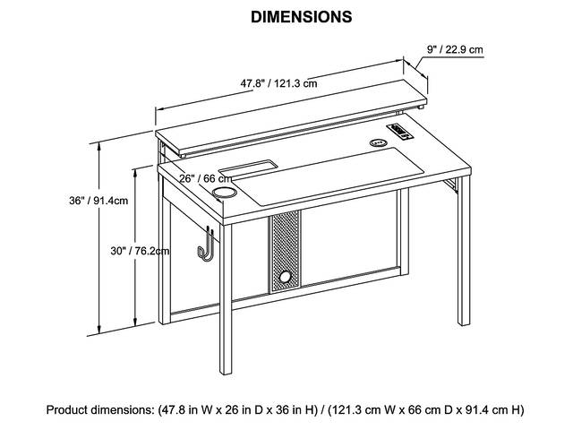 Kids Falkor Gray 48 in. Gaming Desk - Thumbnail - Image 19