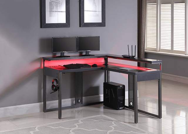 Kids Falkor Gray L-shaped Gaming Desk - Thumbnail - Image 13