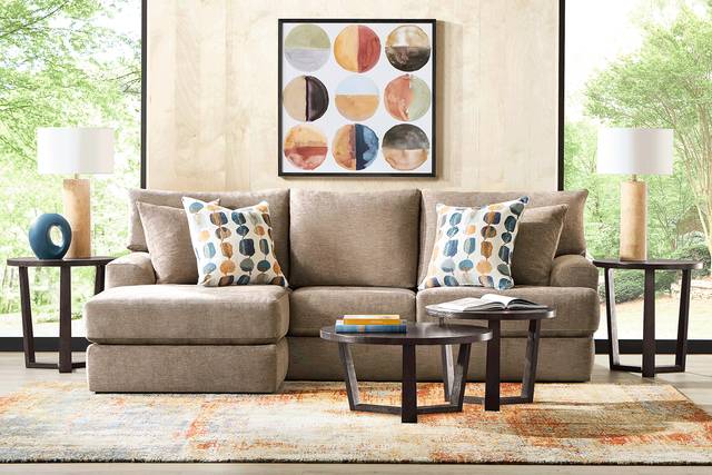 Fallbrook Brown 2 Pc Sofa Chaise - Thumbnail - Image 1
