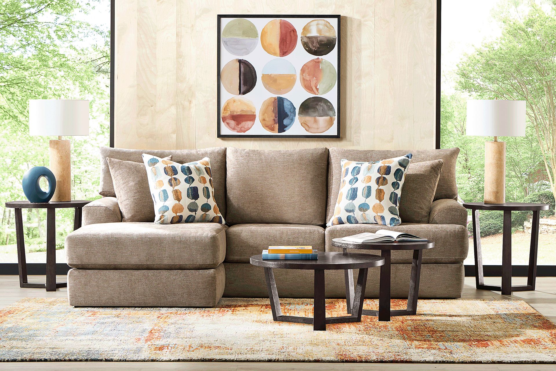 Fallbrook Brown 2 Pc Sofa Chaise - Image 1