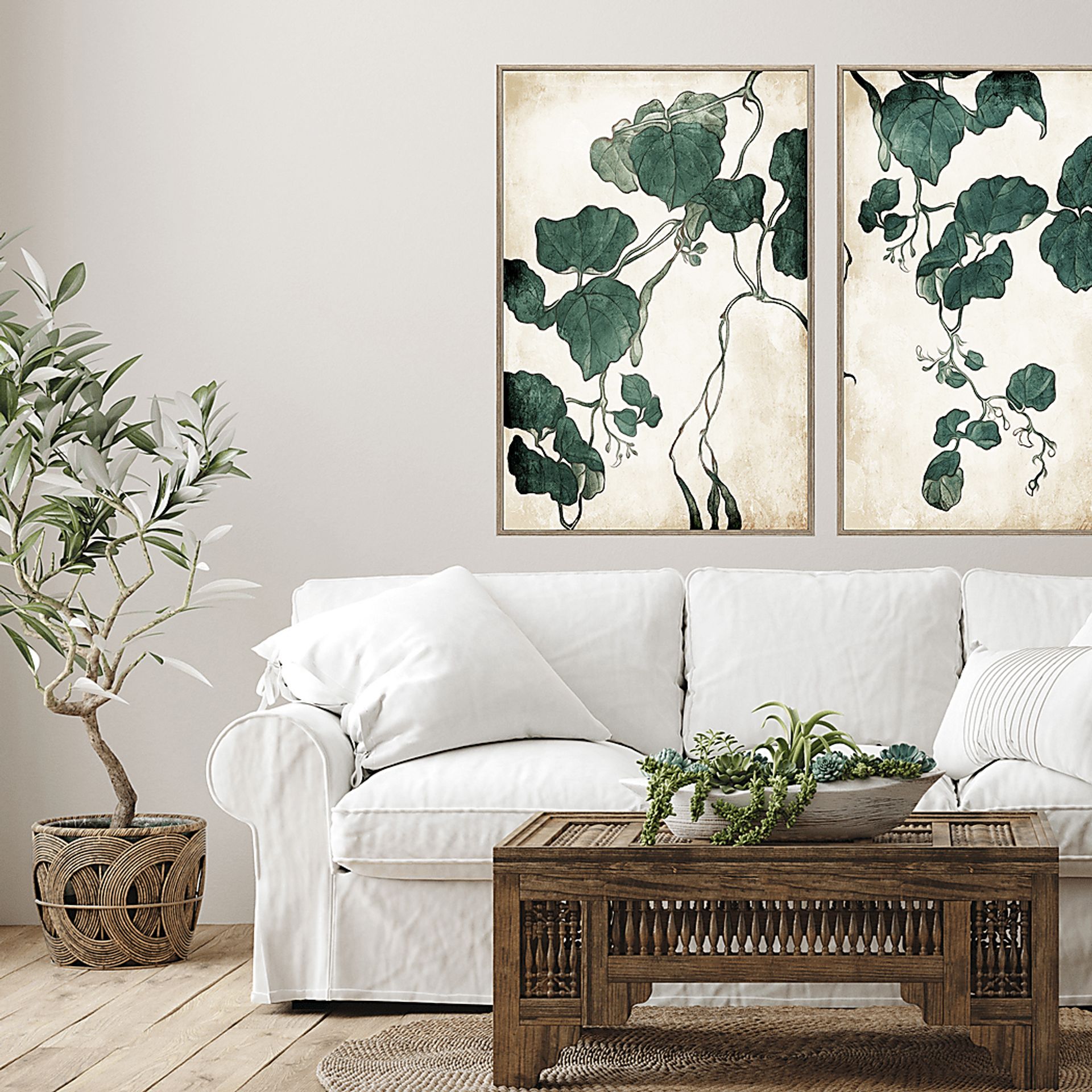Falling I Green Framed Artwork - Image 2