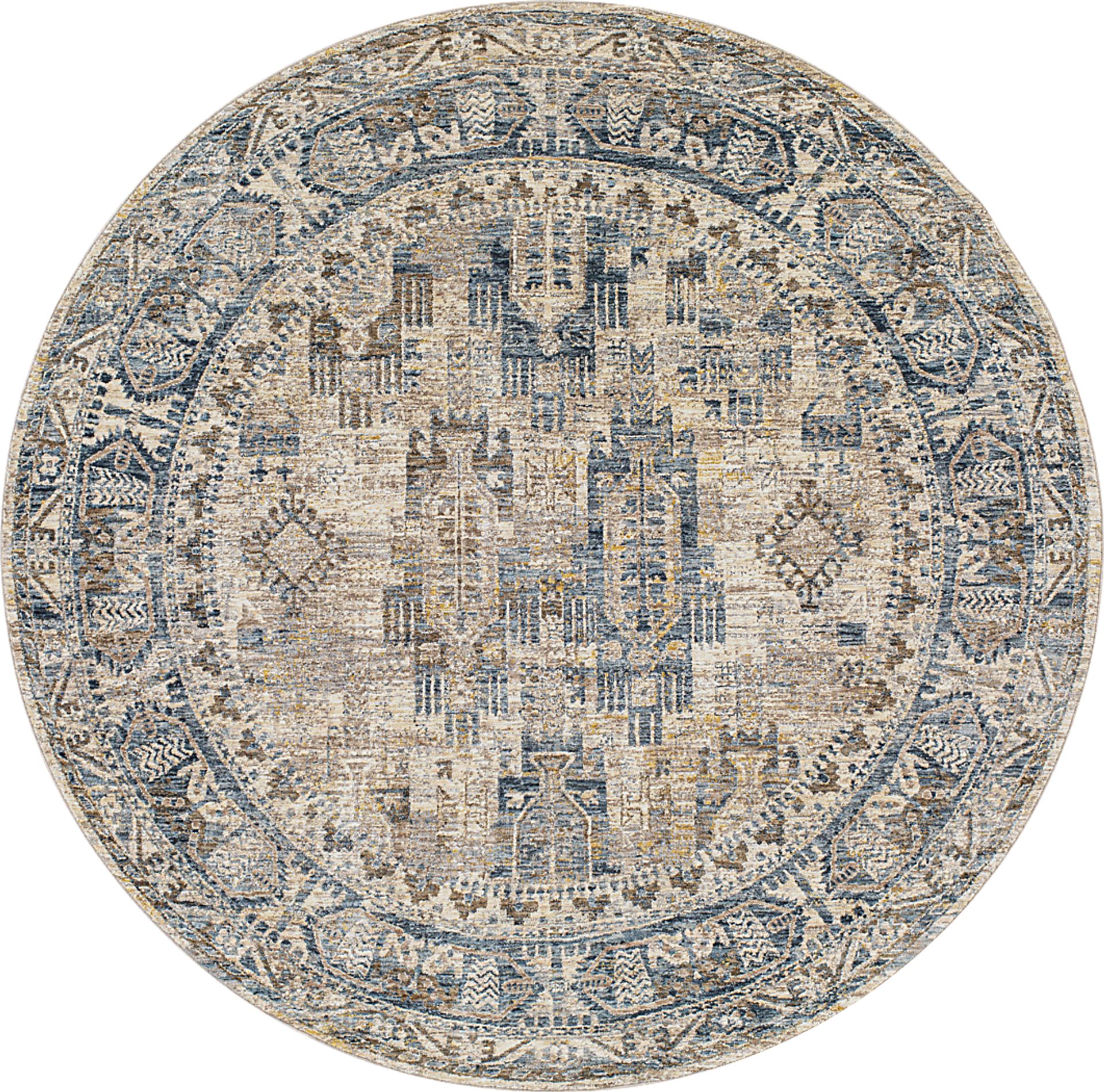 Falworth Blue 5'3 Round Rug - Image 1